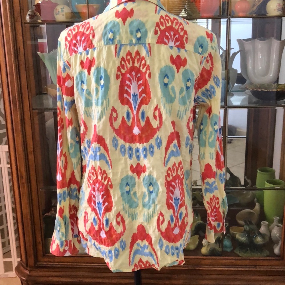 J. Mclaughlin Yellow Abstract Print Button Down B… - image 4